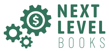 Next Level Books main logo with gear icon